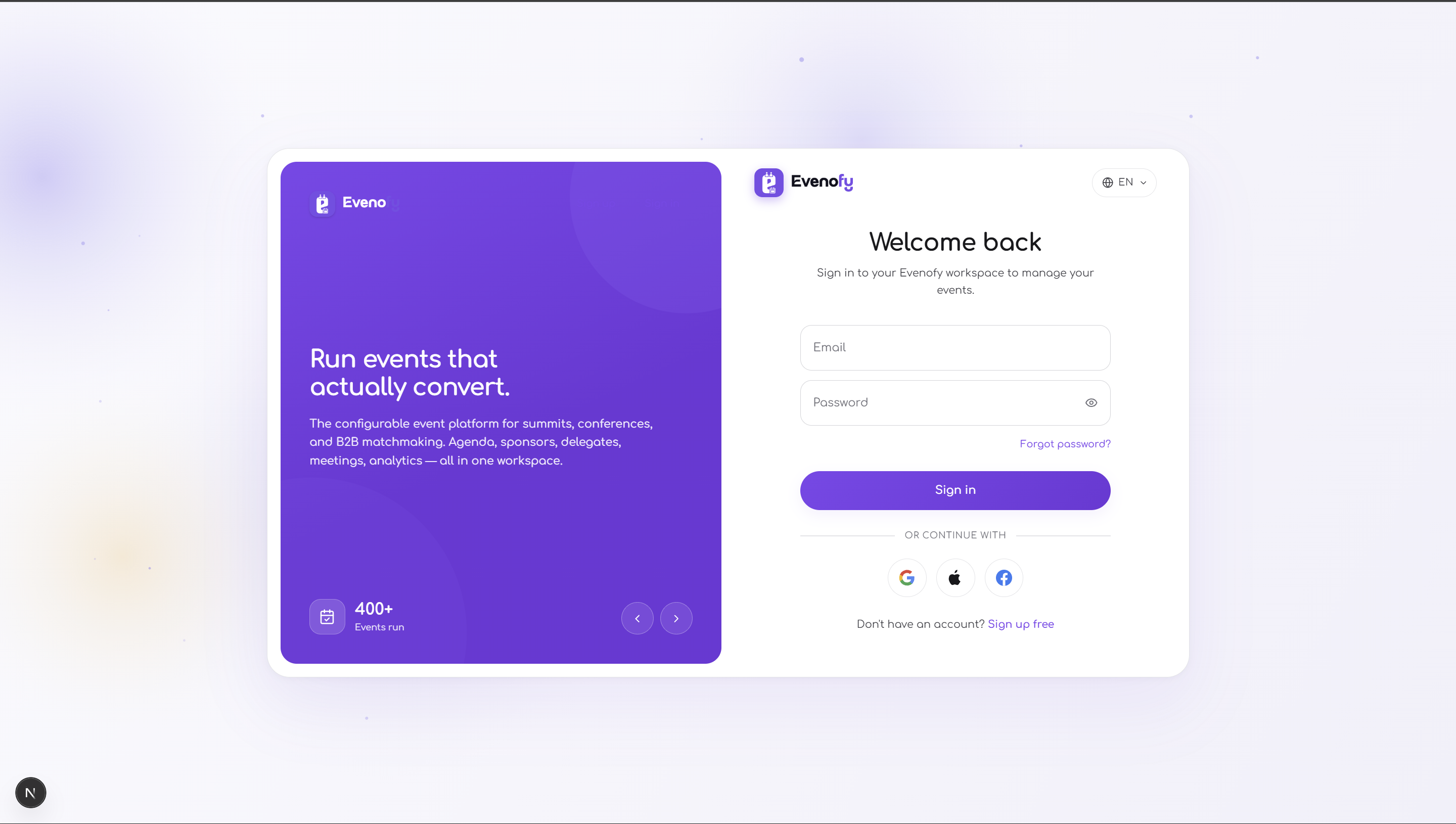 Evenofy Role-Based Login